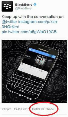 BlackBerry iPhone social media oops